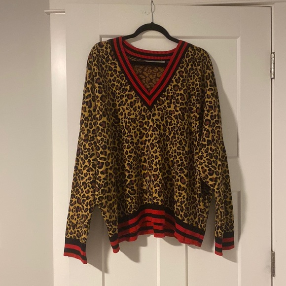 ASOS Curve, Size 22, Cheetah Sweater with stripe detail - Picture 1 of 4